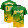 Maxcorners Custom Grass Green Yellow-White Gradient Style Twinkle Star Two-Button Unisex Softball Jersey LM2605