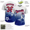 Maxcorners Custom White Red-Royal Gradient Style Twinkle Star Two-Button Unisex Softball Jersey LM2605
