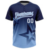 Maxcorners Custom Navy Light Blue-White Gradient Style Twinkle Star Two-Button Unisex Softball Jersey LM2605