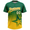 Maxcorners Custom Kelly Green Yellow-White Gradient Style Twinkle Star Two-Button Unisex Softball Jersey LM2605