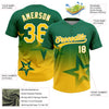 Maxcorners Custom Kelly Green Yellow-White Gradient Style Twinkle Star Two-Button Unisex Softball Jersey LM2605