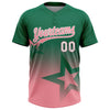 Maxcorners Custom Kelly Green Medium Pink-White Gradient Style Twinkle Star Two-Button Unisex Softball Jersey LM2605