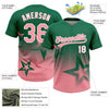 Maxcorners Custom Kelly Green Medium Pink-White Gradient Style Twinkle Star Two-Button Unisex Softball Jersey LM2605