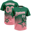 Maxcorners Custom Kelly Green Medium Pink-White Gradient Style Twinkle Star Two-Button Unisex Softball Jersey LM2605