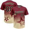 Maxcorners Custom Crimson Black-Cream Gradient Style Twinkle Star Two-Button Unisex Softball Jersey LM2605