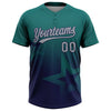 Maxcorners Custom Teal Gray-Navy Gradient Style Twinkle Star Two-Button Unisex Softball Jersey LM2605