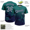 Maxcorners Custom Teal Gray-Navy Gradient Style Twinkle Star Two-Button Unisex Softball Jersey LM2605