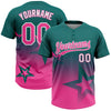 Maxcorners Custom Teal Pink-White Gradient Style Twinkle Star Two-Button Unisex Softball Jersey LM2605
