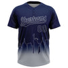 Maxcorners Custom Navy Gray New York City Edition Gradient Two-Button Unisex Softball Jersey LM2605