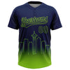 Maxcorners Custom Navy Neon Green Seattle City Edition Gradient Two-Button Unisex Softball Jersey LM2605