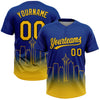 Maxcorners Custom Royal Yellow-Black Seattle City Edition Gradient Two-Button Unisex Softball Jersey LM2605