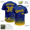 Maxcorners Custom Royal Yellow-Black San Francisco City Edition Gradient Two-Button Unisex Softball Jersey LM2605