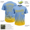 Maxcorners Custom Light Blue Yellow Boston City Edition Gradient Two-Button Unisex Softball Jersey LM2605