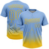 Maxcorners Custom Light Blue Yellow Boston City Edition Gradient Two-Button Unisex Softball Jersey LM2605