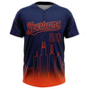 Maxcorners Custom Navy Orange Chicago City Edition Gradient Two-Button Unisex Softball Jersey LM2605