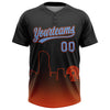 Maxcorners Custom Black Powder Blue-Orange Miami City Edition Gradient Two-Button Unisex Softball Jersey LM2605
