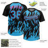 Maxcorners Custom Black Sky Blue-Pink Splatter Torn Sharp Brush Stroke Two-Button Unisex Softball Jersey LM2605