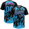 Maxcorners Custom Black Sky Blue-Pink Splatter Torn Sharp Brush Stroke Two-Button Unisex Softball Jersey LM2605