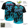 Maxcorners Custom Black Lakes Blue-Pink Splatter Torn Sharp Brush Stroke Two-Button Unisex Softball Jersey LM2605