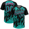 Maxcorners Custom Black Aqua-Pink Splatter Torn Sharp Brush Stroke Two-Button Unisex Softball Jersey LM2605