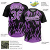 Maxcorners Custom Black Medium Purple-White Splatter Torn Sharp Brush Stroke Two-Button Unisex Softball Jersey LM2605