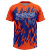 Maxcorners Custom Orange Royal-White Splatter Torn Sharp Brush Stroke Two-Button Unisex Softball Jersey LM2605