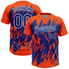 Maxcorners Custom Orange Royal-White Splatter Torn Sharp Brush Stroke Two-Button Unisex Softball Jersey LM2605