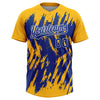 Maxcorners Custom Gold Royal-White Splatter Torn Sharp Brush Stroke Two-Button Unisex Softball Jersey LM2605