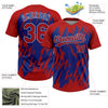 Maxcorners Custom Red Royal-White Splatter Torn Sharp Brush Stroke Two-Button Unisex Softball Jersey LM2605