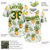 Maxcorners Custom White Kelly Green-Gold Hawaii Fruit Pineapples Two-Button Unisex Softball Jersey LM2605