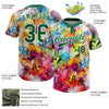 Maxcorners Custom Graffiti Pattern Kelly Green-White Vibrant Multi-Color Street Style Two-Button Unisex Softball Jersey LM2605
