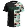 Maxcorners Custom Black Kelly Green Tropical Palm Leaves Two-Button Unisex Softball Jersey LM2605