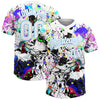 Maxcorners Custom Graffiti Pattern White-Light Blue Splash Two-Button Unisex Softball Jersey LM2605