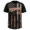 Maxcorners Custom Camo Cream Black-Crimson American Flag Salute To Service Two-Button Unisex Softball Jersey LM2605