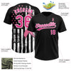 Maxcorners Custom Black Pink-White American Flag With Pink Ribbon Breast Cancer Awareness Month Women Health Care Support Two-Button Unisex Softball Jersey LM2605