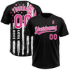 Maxcorners Custom Black Pink-White American Flag With Pink Ribbon Breast Cancer Awareness Month Women Health Care Support Two-Button Unisex Softball Jersey LM2605