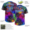 Maxcorners Custom Graffiti Pattern Thunder Blue-White Galaxy Star Two-Button Unisex Softball Jersey LM2605