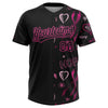 Maxcorners Custom Black Pink Pink Ribbon Breast Cancer Awareness Month Women Health Care Support Two-Button Unisex Softball Jersey LM2605