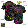 Maxcorners Custom Graffiti Pattern Black-Pink Vibrant Multi-Color Abstract Splatter Two-Button Unisex Softball Jersey LM2605
