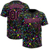 Maxcorners Custom Graffiti Pattern Black-Pink Vibrant Multi-Color Abstract Splatter Two-Button Unisex Softball Jersey LM2605