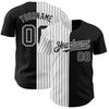 Maxcorners Custom Black White-Black Pinstripe Authentic Split Fashion Baseball Jersey LM2605