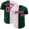 Maxcorners Custom Green White-Pink Pinstripe Authentic Split Fashion Baseball Jersey LM2605