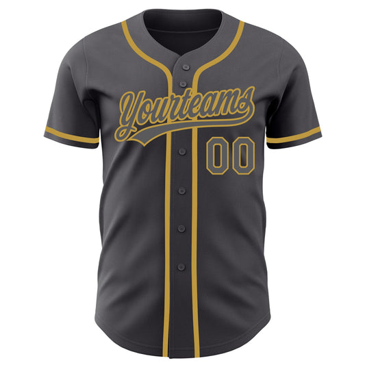 Maxcorners Custom Steel Gray Old Gold Authentic Baseball Jersey LM2605