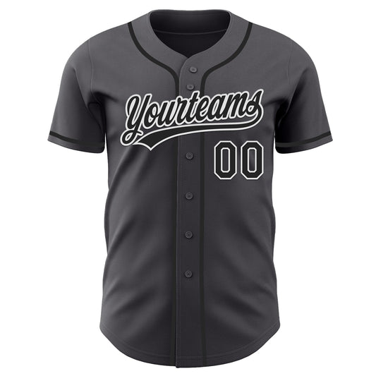 Maxcorners Custom Steel Gray Black-White Authentic Baseball Jersey LM2605