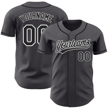 Maxcorners Custom Steel Gray Black-White Authentic Baseball Jersey LM2605