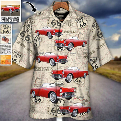 Route 66 Car Racing Love Road Custom Photo - Hawaiian Shirt - Personalized Photo Gifts, Idea Gift for Men Summer (3)