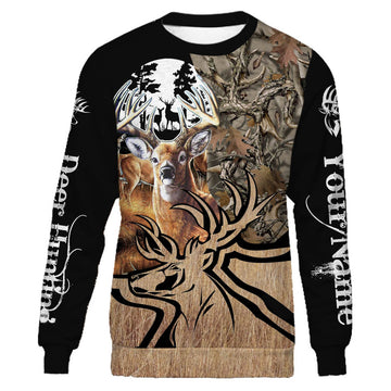 Maxcorners Custom Name Personalized Deer Hunting Shirt 3D All Over Printed Clothes