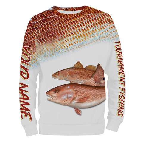 Maxcorners Personalized Red Fish Puppy Drum Tournament Fishing 3D Hoodie