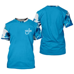 Maxcorners Blue Fishing SPF Shirt, Funny Fishing Shirt, Fisherman Outfit, Mens Casual Shirts