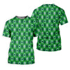 Maxcorners Lucky Four Leaf Clover Golf Ball Pattern Argyle Pattern St Patrick's Day Golf Shirt, Women's Golf Tops